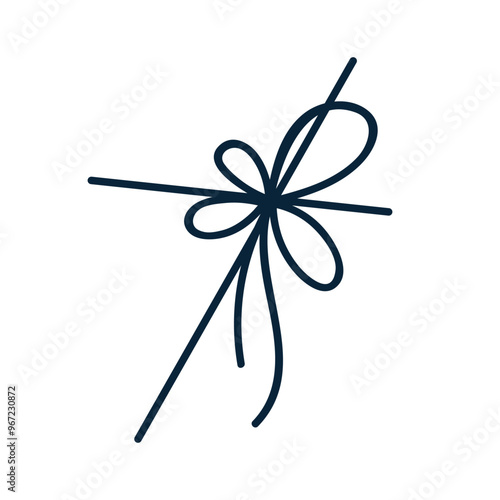 String bow, knot decoration. Tied rope, thin thread, lace with decorative sha...