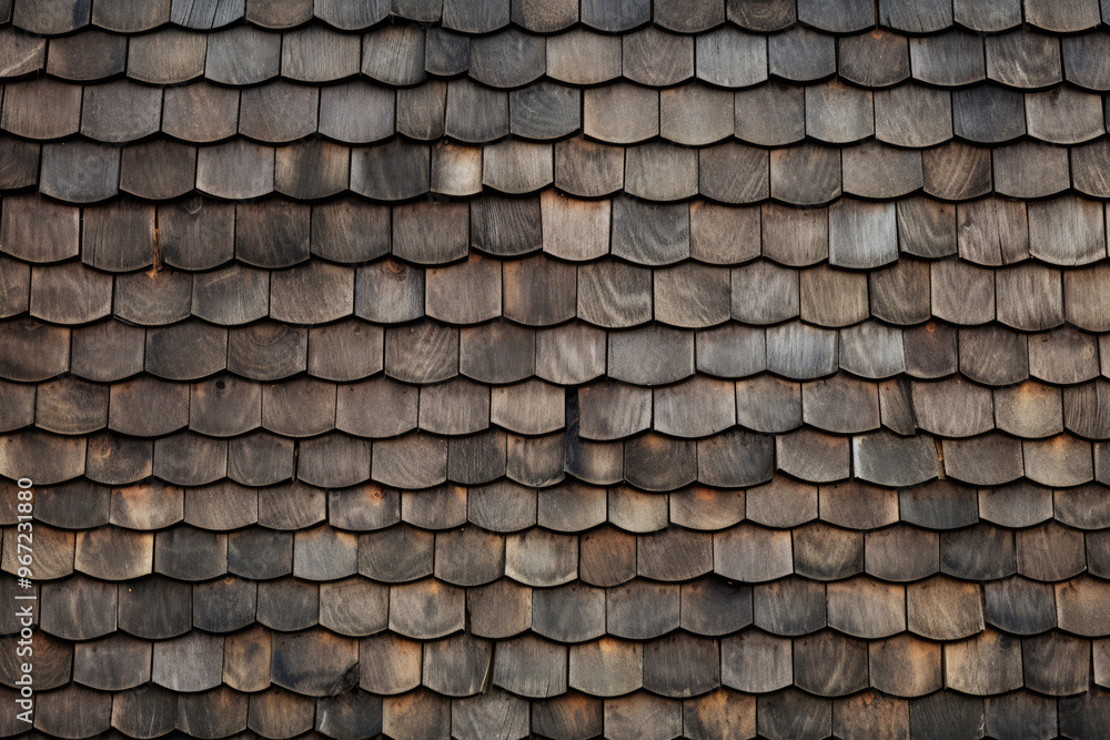 Fototapeta premium Processed collage of rustic barn roof shingles surface texture. Background for banner, backdrop
