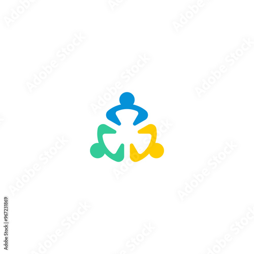 simple human Community logo vector. Circle three abstract people logo vector, team, group, meeting, together.