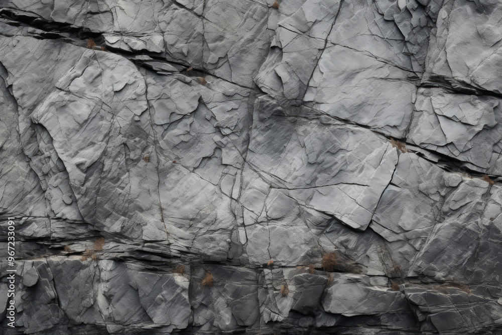 Fototapeta premium Processed collage of grey mountain cliff rock stone surface texture. Background for banner