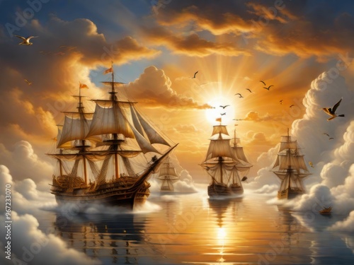 Sailing Ship Floating in the Sky