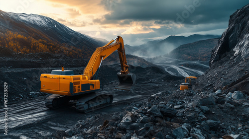 excavator at work | construction | heavy machinery | excavation | road construction | 