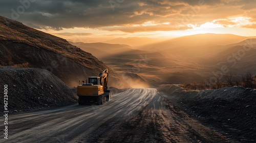 excavator at work | construction | heavy machinery | excavation | road construction | 