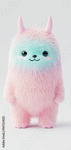 A cute, fluffy creature in pastel colors, perfect for children's art, toys, and whimsical designs.