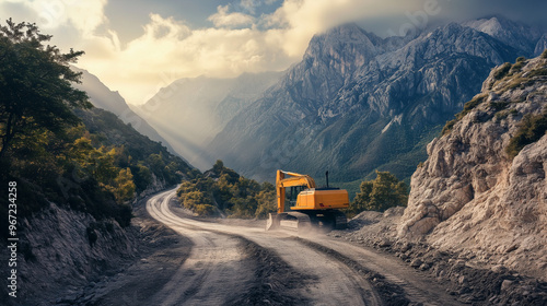 excavator at work | construction | heavy machinery | excavation | road construction | 