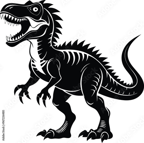 black dinosaur vector illustration silhouette, Print