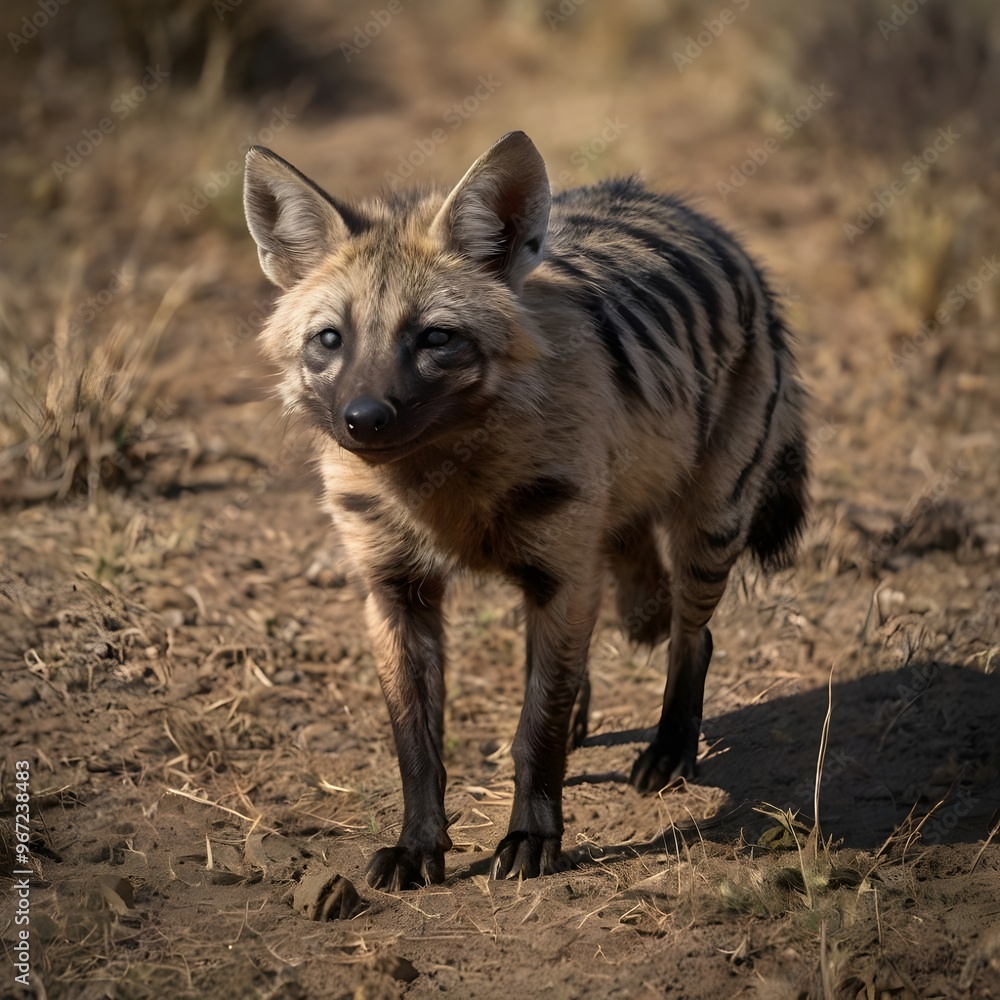 Fototapeta premium Detailed Aardwolf Animal Illustration – Wildlife Art in Nature