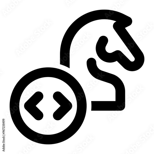 trojan horse, malware, malicious, code, program, software, cyber attack outline icon