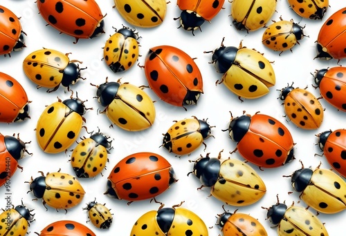 Ladybugs with red and black spots