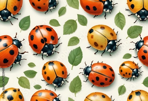 Ladybugs with red and black spots