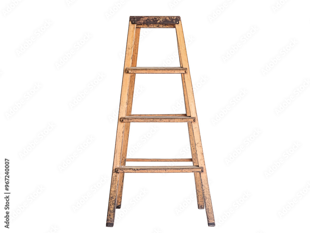 a wooden ladder with four steps a wooden ladder with four steps