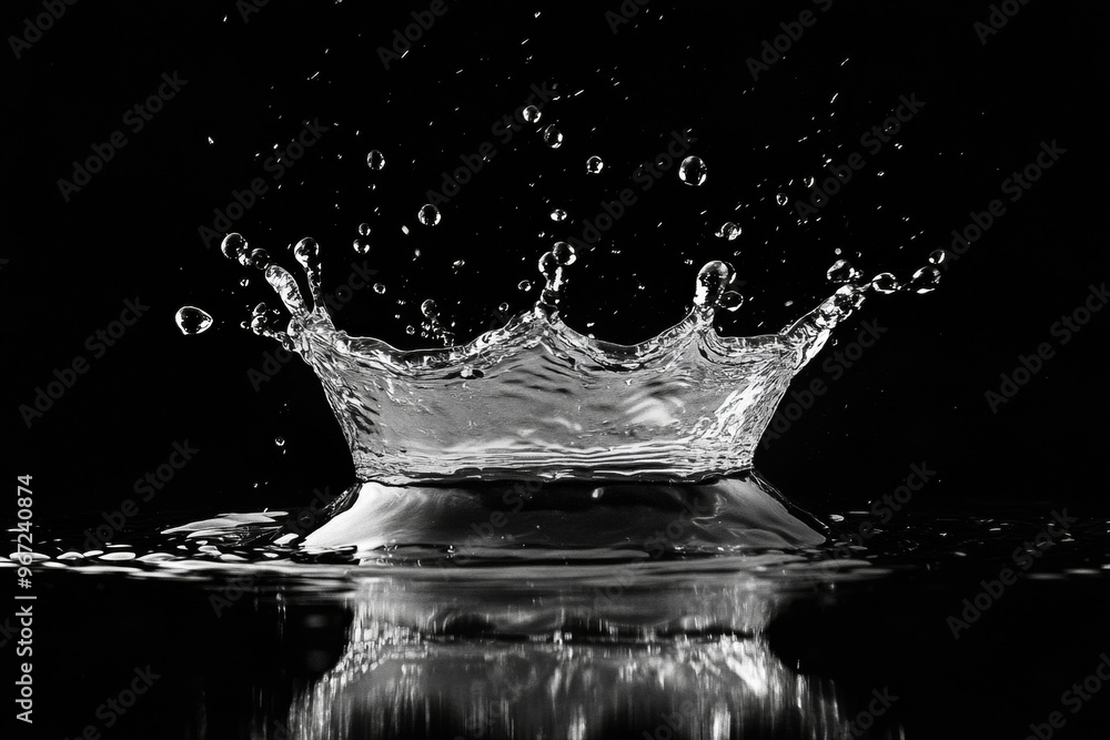 custom made wallpaper toronto digitalWater splash in the shape of a crown on a black background,