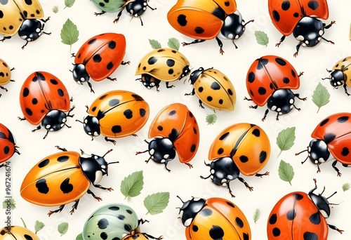 Ladybugs with red and black spots