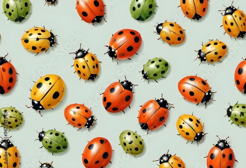 Ladybugs with red and black spots