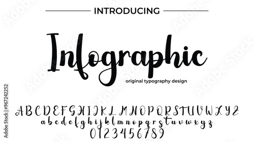 Infographic Font Stylish brush painted an uppercase vector letters, alphabet, typeface