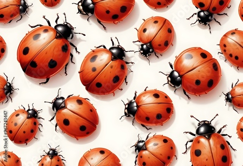 Ladybugs with red and black spots