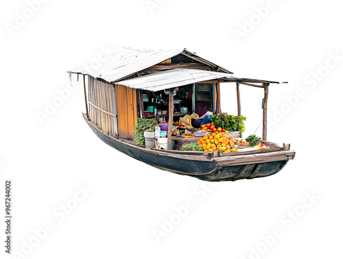 a boat with produce on it photo