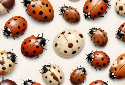 Ladybugs with red and black spots