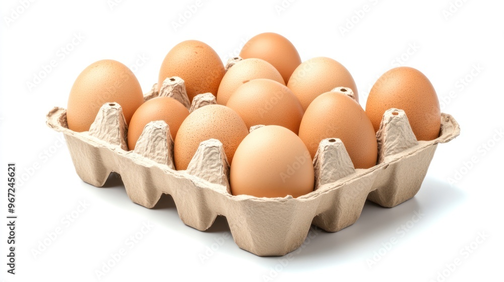 Fresh Brown Eggs in a Cardboard Carton Fresh Brown Eggs in a Cardboard Carton