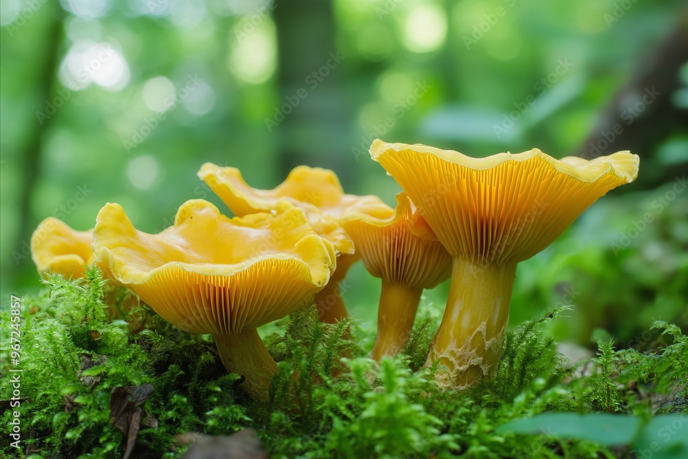 Chanterelle mushrooms growing from Chanterelle mushrooms growing from