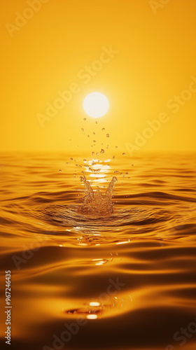 Golden droplet over a calm sea