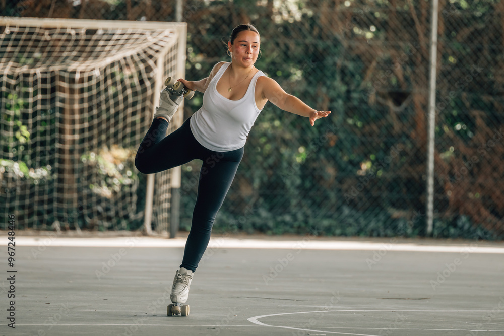 young woman training or doing sports outdoors, skater young woman training or doing sports outdoors, skater