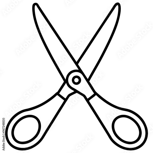scissors outline coloring book page line art illustration digital drawing
