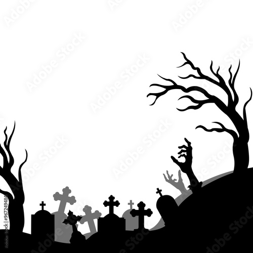 Halloween Graveyard Landscape Background