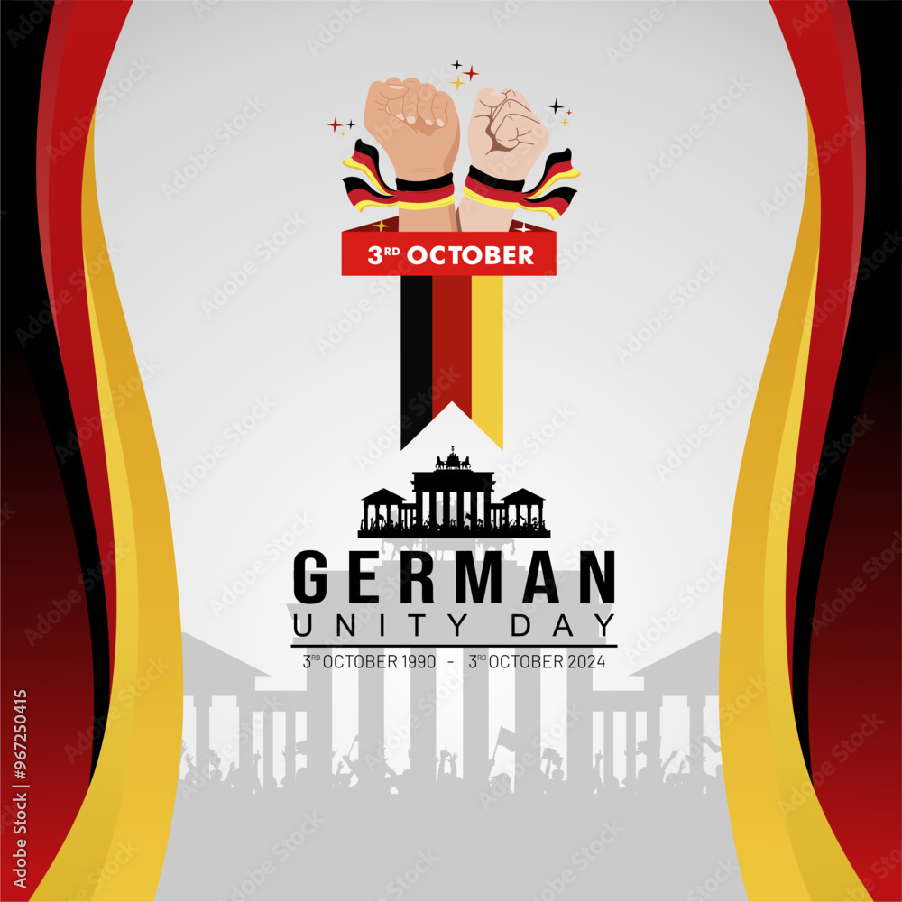  34th Anniversary of German Unity Day 2024 Greeting Card with Raised Illustration 
