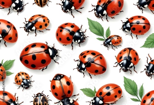 Ladybugs with red and black spots