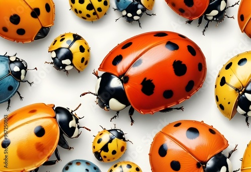 Ladybugs with red and black spots