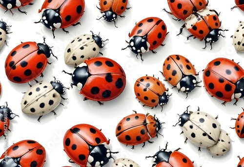 Ladybugs with red and black spots