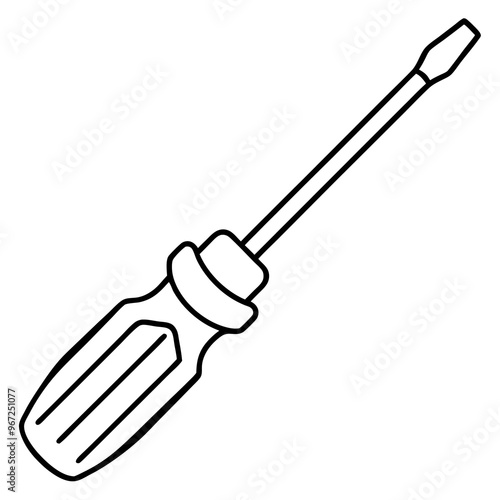screwdriver outline coloring book page line art illustration digital drawing
