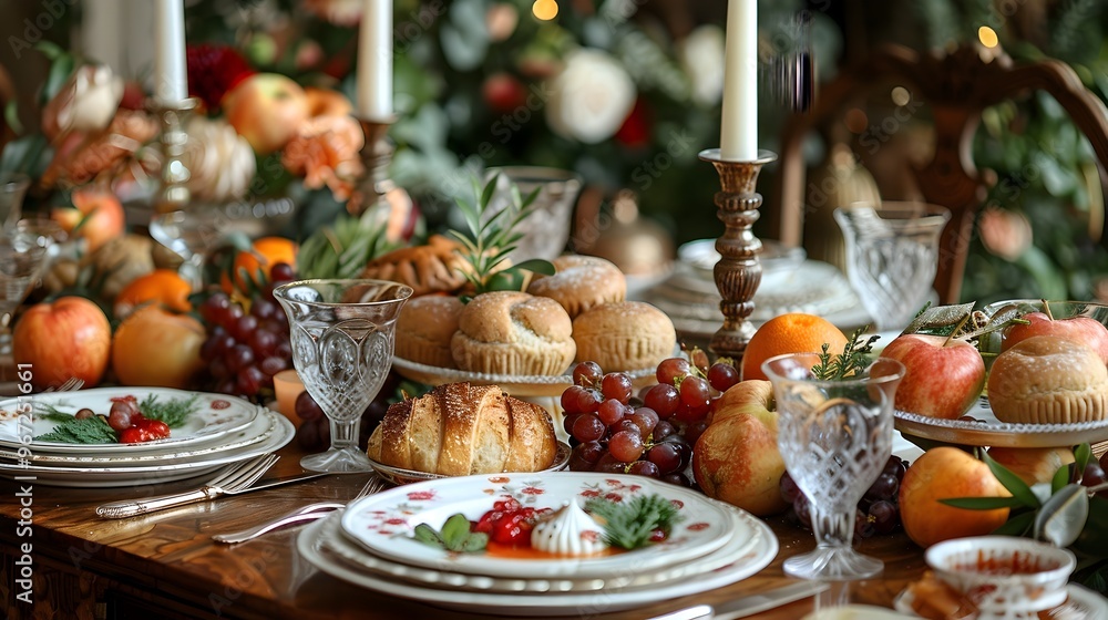 Bountiful Thanksgiving Feast in Cozy Rustic Home Setting Bountiful Thanksgiving Feast in Cozy Rustic Home Setting