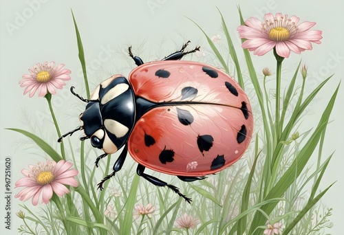 Ladybugs with red and black spots