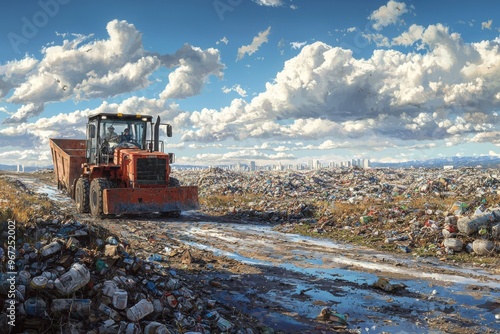 Waste landfill illustration created with Generative AI