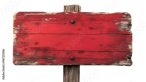 Red wooden sign with blank space for text. Transparent background photo