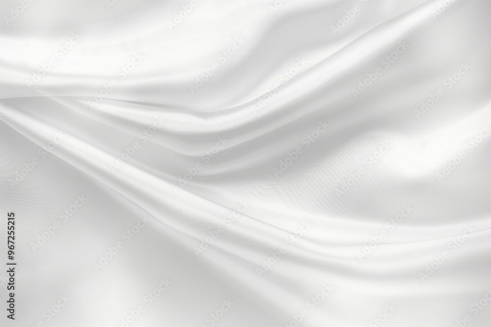 Fototapeta premium White Satin Background. Silk Fabric with Soft Folds, Smooth Drapes, and a Luxurious Texture.