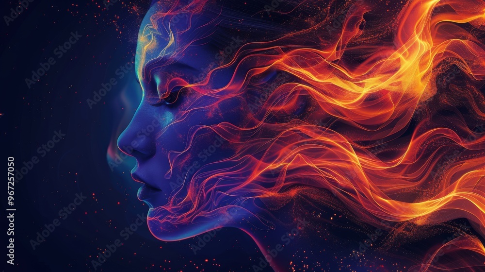 Abstract Woman with Fire Hair and Sparkles Abstract Woman with Fire Hair and Sparkles