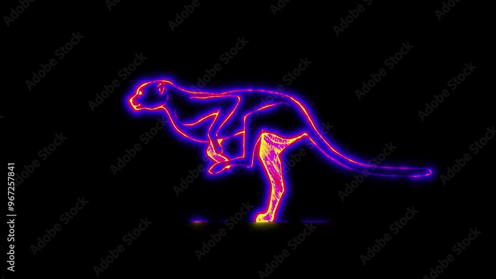 animation neon running cheetah animation neon running cheetah