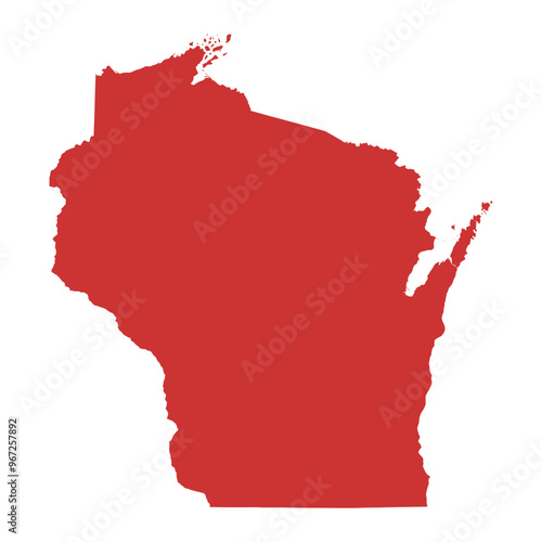 Vector outline map of Wisconsin state of the United States