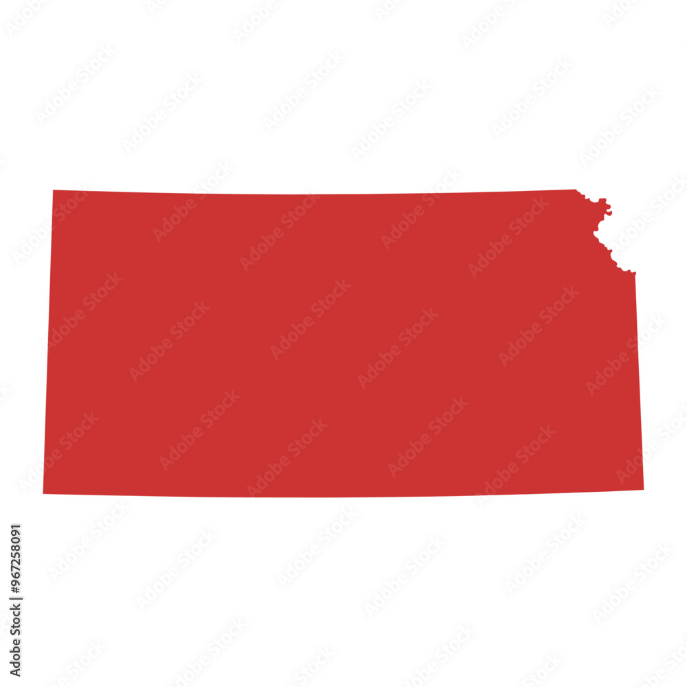 Vector outline map of Kansas state of the United States