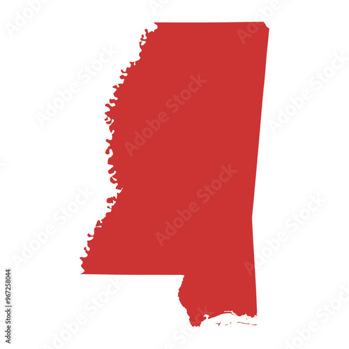 Vector outline map of Mississippi state of the United States