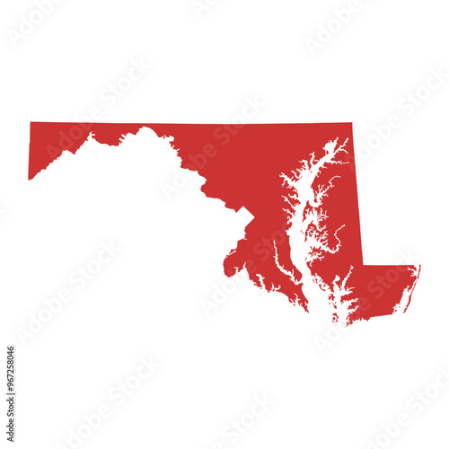 Vector outline map of Maryland state of the United States