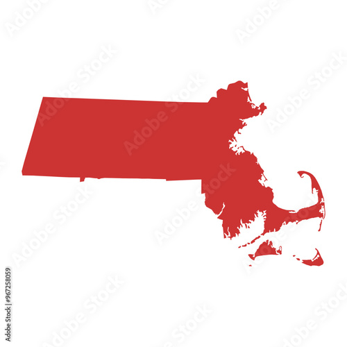 Vector outline map of Massachusetts state of the United States