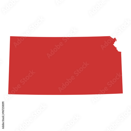 Vector outline map of Kansas state of the United States