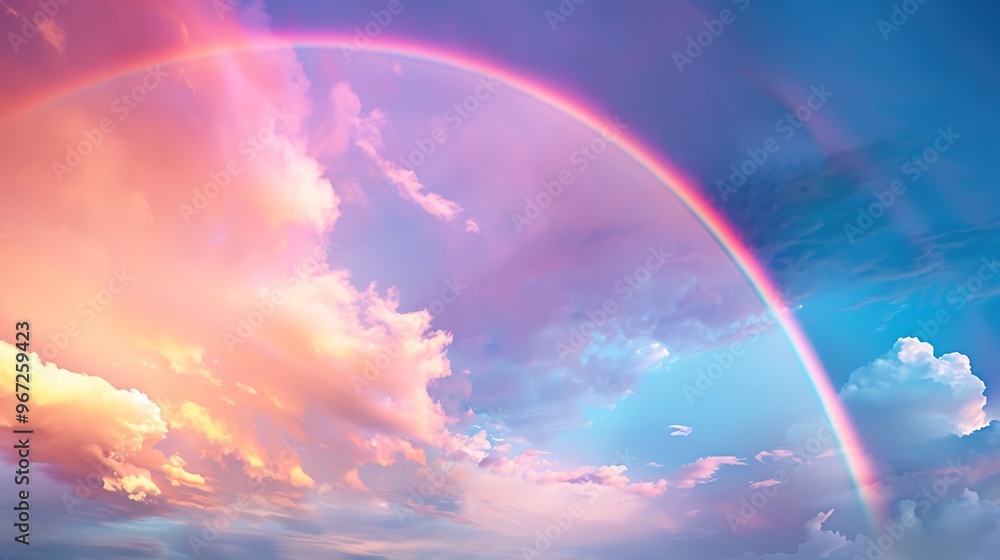 A vibrant double rainbow stretching across the sky after a storm, with the colors vividly captured against a backdrop of clearing clouds A vibrant double rainbow stretching across the sky after a storm, with the colors vividly captured against a backdrop of clearing clouds