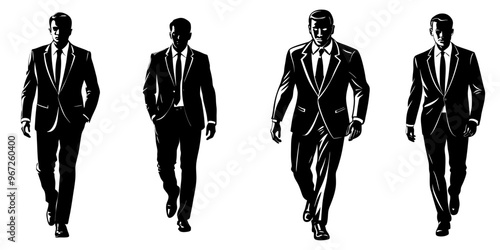 Silhouette vector businessman people walk illustration design