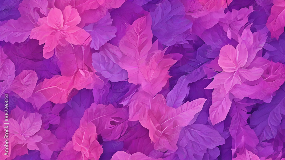 Obraz premium Abstract background pattern nature purple pink Neon purple tropical palm leaf background illustration,