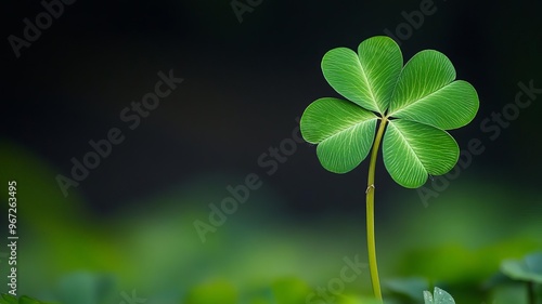 A four-leaf clover, a symbol of good luck. Rare and hard to find in nature. photo